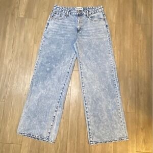 S.O.N.G. Women's Wide Leg Acid Wash Light Blue Denim Jeans Size 5/27 Retro 90's